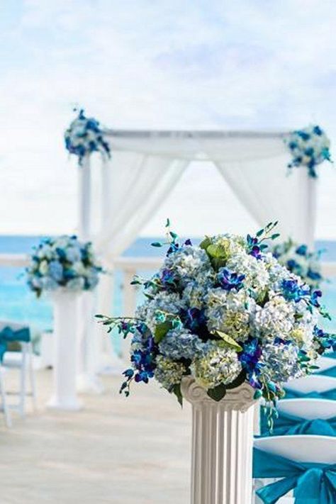 Wedding Theme Blue, Dreamy Beach Wedding, Caribbean Beach Wedding, Beach Wedding Theme, Elegant Wedding Ideas, Beach Wedding Decorations Reception, Oceanfront Wedding, Dreamy Beach, Caribbean Beach