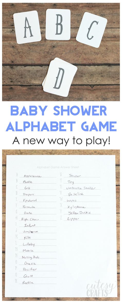 An new way to play the alphabet baby shower game! - Free printable cards! Baby Abc Game, Free Printable Baby Shower Games, Alphabet Game, Paper Flower Centerpieces, Baby Shower Items, Abc Games, Diy Wedding Backdrop, Alphabet Games, Nautical Baby Shower