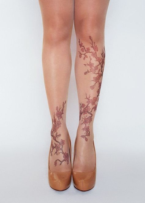 Blossoms Tattoo, Tree Tattoo Ankle, Tree Silhouette Tattoo, Blossom Tree Tattoo, Tattoo Tights, Sakura Tattoo, Tattoo Foot, Shin Tattoo, Japanese Cherry Tree