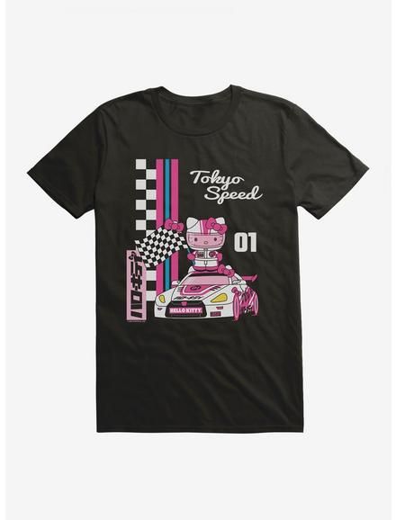 Hello Kitty And Friends Checkered Flag Tokyo Speed T-Shirt, Hello Kitty Gifts, Graphic Tees For Men, Men's Graphic Tees, Hello Kitty And Friends, Checkered Flag, Tees For Men, Top Graphic Tees, Graphic Tee Shirts, Mens Graphic Tee