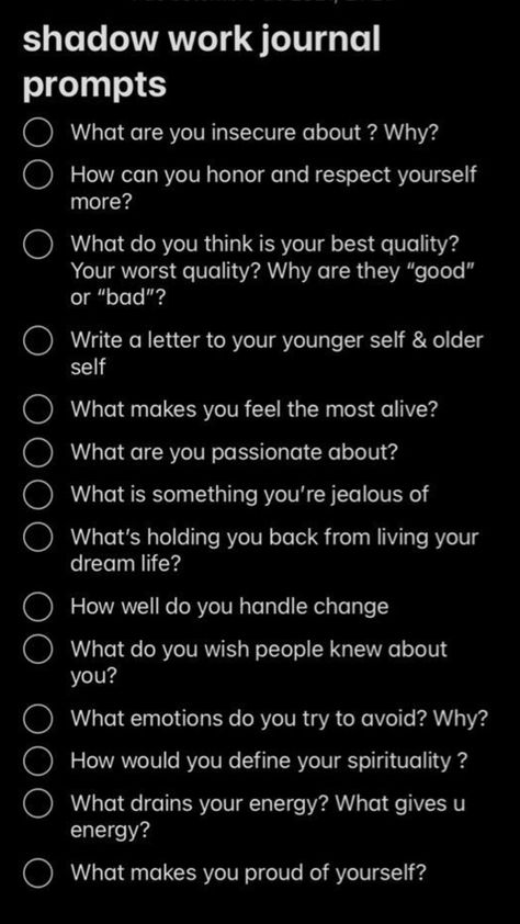 Some more questions you can ask yourself for shadow work!! I’ve been loving these lately 🤩 Best Self Journal, Deep Conversation Topics, Shadow Work Spiritual, Mindfulness Journal Prompts, Heal Your Soul, Shadow Work Journal, Journal Inspiration Writing, Journal Questions, Healing Journaling