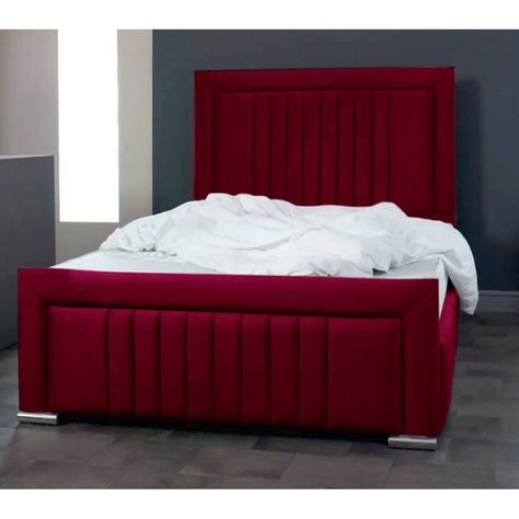 Introducing the great quality beautifully designed luxury bumper barbed. It'll definitely make a statement in any room. Every angle demonstrates a high level of craftsmanship with a soft calm aesthetic appeal. Colour: Red, Size: Small Double (4') Red Bed Aesthetic, Soft Calm Aesthetic, Burgundy Bedroom, High Bed Frame, Sofa Come Bed, Red Bedroom Decor, Red Bed, Calm Aesthetic, Beds Uk