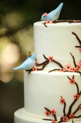 blue love birds on wedding cake Bridal Cake Topper, Bird Themed Wedding, Unfrosted Cake, Wedding Cake Birds, Bird Cake Toppers, Wedding Birds, Bird Cake, Bird Cakes, Bird Wedding