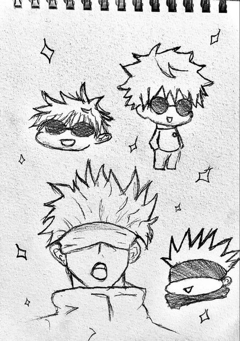 Heh Gojo Saturo Drawing Sketch, Gojo Drawing Easy Cute, Gojo Art Sketches, Gojo Drawing Easy Chibi, Gojo Doodle Art, Gojo Sketch Pencil Easy, Chibi Gojo Doodle, Gojo Simple Drawing, Gojo Satoru Doodle