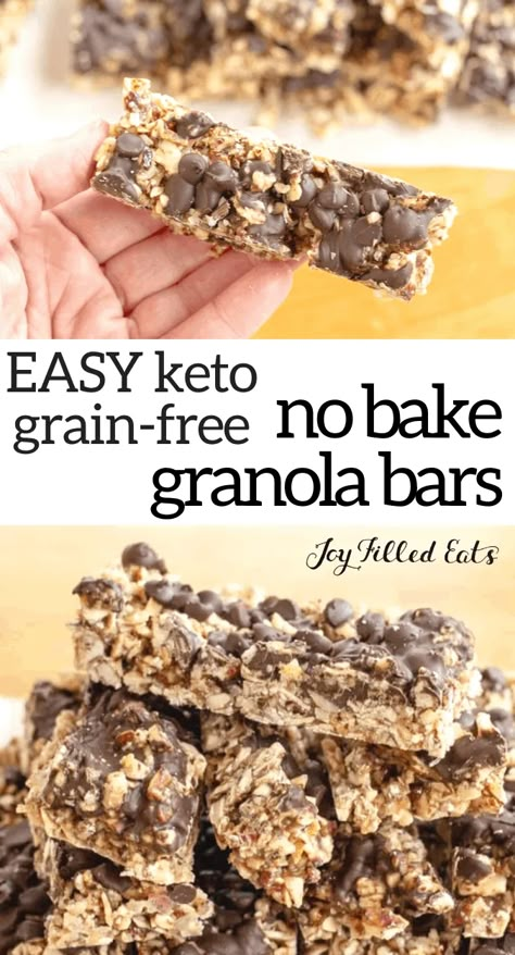 Homemade Chocolate Chip Granola Bars, Chocolate Chip Granola Bar Recipe, Low Carb Granola Bars, Bake Granola Bars, No Bake Granola, Granola Bars Recipe, Chocolate Chip Granola, Snacks Chocolate, Thm Snacks