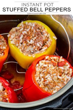 Making Instant Pot Stuffed Bell Peppers can’t get any easier than this! Simply fill peppers and cook under pressure. Easy-peasy comfort food ready in no time! Stuffed Peppers Instant Pot, Stuffed Bell Peppers Instant Pot, Instant Pot Stuffed Bell Peppers, Easy Pressure Cooker Recipes, Pot Recipes Healthy, Bell Pepper Recipes, Pot Recipes Easy, Best Instant Pot Recipe, Healthy Instant Pot Recipes