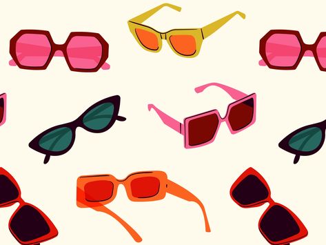 Sunglass pattern by shelby warwood on Dribbble Shelby Warwood, Sunglasses Illustration, Wedding Illustrations, Makeup Stickers, Best Sunglasses, Directory Design, Roller Girl, Type Illustration, Illustration Ideas