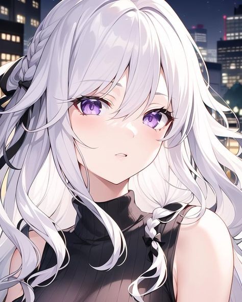 Anime Ports, Anime White Hair Green Eyes, Anime Woman With White Hair And Blue Eyes, Silver Hair Purple Eyes Anime, Lilac Eye, Blond Hair Purple Eyes Anime, White Hair Purple Eyes Girl, Violet Eyes, Female Character Inspiration