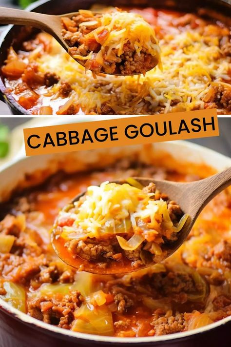 Cabbage Goulash Goulash With Cabbage, Hungarian Cabbage Soup, Cabbage Goulash Recipes, Keto Goulash With Cabbage, Cabbage Goulash, Ketobiotic Recipes, Savory Cabbage, Cabbage Dishes, Cabbage Recipes Healthy