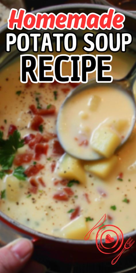 Easy Homemade Potato Soup Recipe For Potato Soup Easy, Crockpot Soup Potato Easy, Homemade Easy Soup Recipes, Potato Soup On The Stove Top, Potato Soup For Two Easy, Potato Soup Simple Quick And Easy, Grandma's Homemade Potato Soup, Basic Potato Soup, Subway Potato Soup Recipe