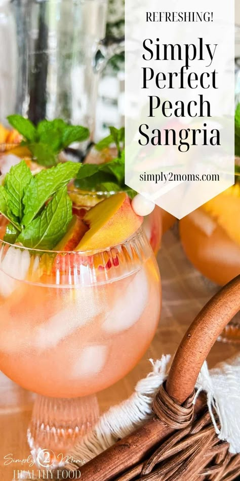 Get the perfect summer treat with this simple, refreshing, and delicious peach sangria recipe! Perfect for pool parties and cookouts, this drink will keep your guests cool and happy. This simple and easy-to-follow sangria recipe will make your taste buds dance and is great to serve for bridal showers and bachelorette parties. This make-ahead summer cocktail is the perfect blend of sweet and tart. Try one now and get your summer festivities started! Peach Wine Sangria, Peach Sangria Recipes Easy, Peach Drinks Alcohol, Peach Bachelorette Party, Wine Treats, Peach Sangria Recipe, Peach Sangria Recipes, Easy Sangria, Best Sangria Recipe