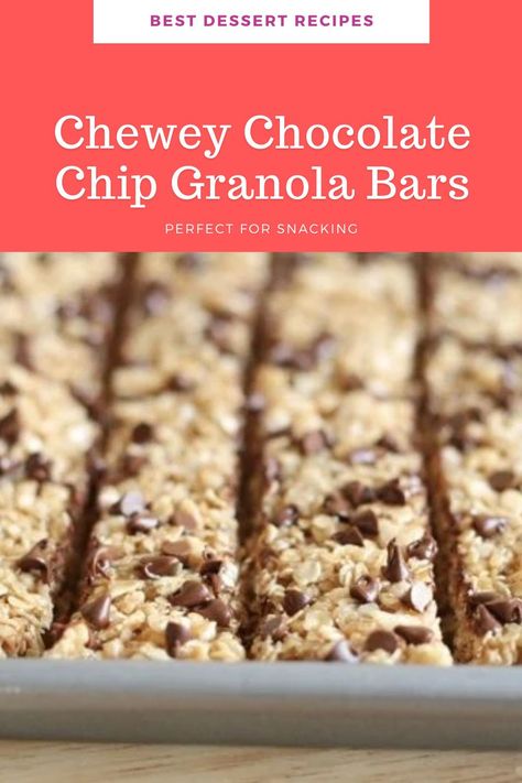 This Chewy Chocolate Chip Granola Bar Recipe is THE BEST and easiest way to make granola bars! Plus, they’re cheaper and healthier than the store-bought kind! #granola #flapjack Chocolate Chip Granola Bar Recipe, Diy Granola Bars, Chewy Chocolate Chip Granola Bars, Granola Bar Recipe Chewy, Chewy Granola Bars Homemade, Peanut Butter Granola Bars, Easy Granola Bars, Granola Bars Recipe, Chocolate Chip Granola