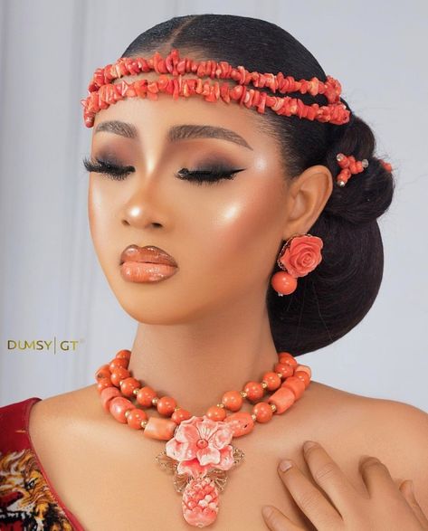 STUNNING IGBO BRIDE TRADITIONAL WEDDING FIRST LOOKS! | OMASTYLE Bride Igbo Bride Traditional Weddings, Nigerian Wedding Makeup, Natural Bridal Hair, Black Brides Hairstyles, Igbo Traditional Wedding, Natural Hair Wedding, Igbo Bride, Nigerian Traditional Wedding, African Bridal Dress