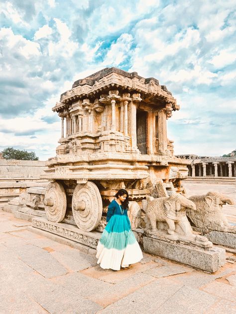 One of the Hampi’s most instagrammable spots #hampiblog #hampi #travelhampi #travelphotography #travelgram #travelblogger #travel #travelgirl #indianbloggers #travelindia #karnataka #travelkarnataka #instagramtips #instaworthy Hampi Photography Ideas, Hampi Outfits, Hampi Photography Poses, Hampi Outfit Ideas, Hampi Photoshoot, Hampi Photography, Ugra Narasimha, Virupaksha Temple, Hill Sunset