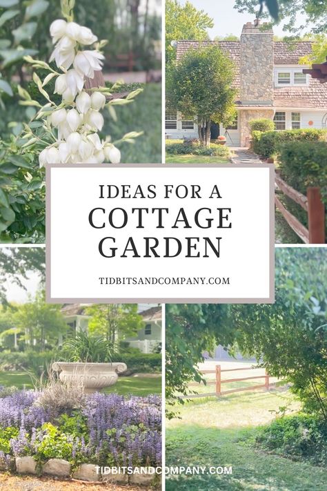 Cottage landscaping adds charm to outdoor spaces! Tour my cottage garden and learn how to use simple, thrifty ideas to create a magical yard. Cottage Landscaping Ideas, Magical Yard, Cottage Front Garden, Cottage Landscaping, Cottage Garden Plan, Flower Garden Layouts, Sunken Patio, Driveway Landscaping, Shady Tree