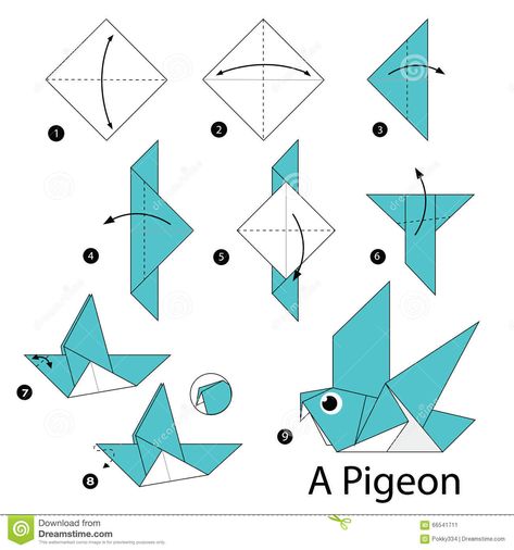 Step By Step Instructions How To Make Origami A Bird. Stock ... Origami Instructions Animals, Origami Instructions Step By Step, Birds Origami, Origami Stella, Dragon Origami, Origami Birds, Origami Star Box, Bath Tile, Origami Step By Step