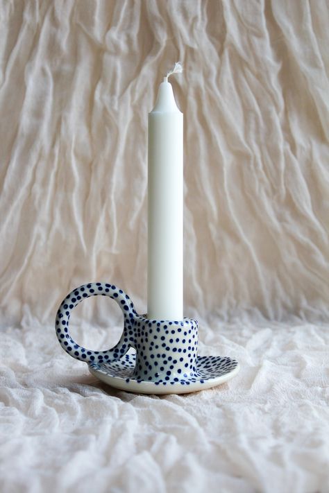 Candle Holder Candle Holder With Handle Ceramic Candle - Etsy Candle Holder With Handle, Clay Candle Holders, Arte Aesthetic, Pottery Candle Holder, Clay Candle, Diy Air Dry Clay, Pottery Candle, Diy Ceramic, Clay Crafts Air Dry