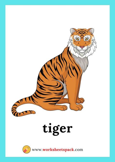 Zoo Animal Flashcards Free Printable - Printable and Online Worksheets Pack Animals Flash Cards Free Printable, Zoo Animal Flashcards Free Printable, Zoo Animals Printables Free, Animal Flashcards Printable Free, Zoo Animals Flashcards, Tiger Worksheet, Wild Animals Flashcards, Wild Animals Printable, Flashcards Free Printable