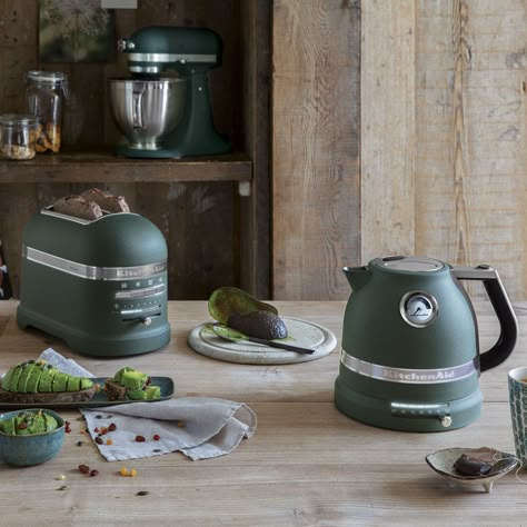 Make your friends green with envy with new picks from KitchenAid Green Kitchen Appliances, Macaron Pistache, Green Appliances, Kitchenaid Artisan, Toast Sandwich, Kettle And Toaster, Stainless Steel Accessories, Best Insulation, Kitchen Worktop