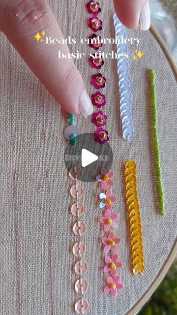 Beading Techniques On Fabric, Beaded Embroidery Jewelry, How To Do Beaded Embroidery, How To Bead Embroidery Tutorials, Diy Beaded Embroidery, Hand Beading Embroidery Tutorial, Simple Bead Embroidery Designs, Bead Embroidery Ideas, How To Bead Embroidery