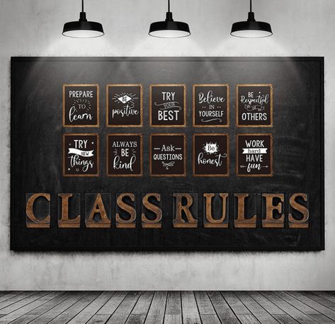 High School Classroom Decorations: Fun Ideas for Your Classroom Junior High Classroom, Classroom Expectations Poster, High School Decor, Motivational Bulletin Boards, Rustic Poster, Class Rules Poster, High School Bulletin Boards, Posters Motivational, Theatre Classroom