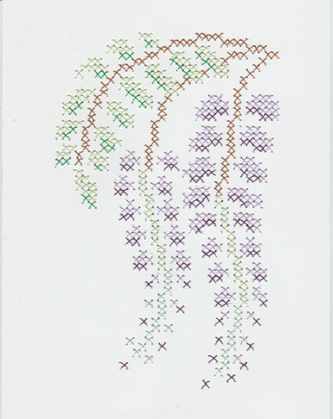 Wisteria Cross Stitch, Wisteria Embroidery, Stitch On Paper, Paper Stitching, Stitching On Paper, Cheap Hobbies, Stitching Cards, Marjolein Bastin, Cross Stitch Samplers