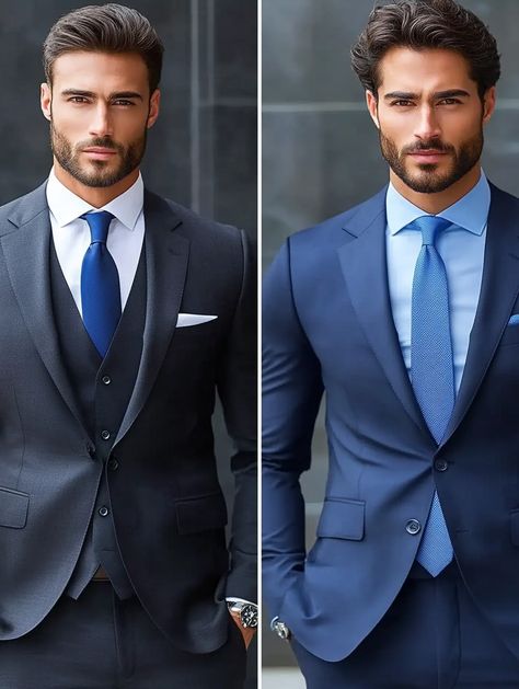 Two shades of sophistication. Which blue suits your style? Whether it's the deep charcoal or the vibrant navy, SuitCentury has your perfect fit. 

#SuitCentury #TailoredToPerfection #MensStyle #SuitUp #TouchOfBlue #StyleEssentials #MenInStyle #FashionForward Blue Suits, Suit Up, Suit Style, Blue Suit, Style Blog, The Deep, Fashion Essentials, Suits You, Media Marketing