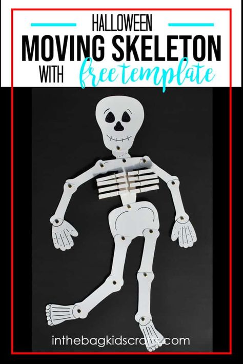 MOVEABLE SKELETON CRAFT Skeleton Learning Activities, Build A Skeleton, Skeleton For Kids, Skeleton Printable, Skeleton Craft, Body Preschool, Human Body Activities, Learning Preschool, Human Body Unit