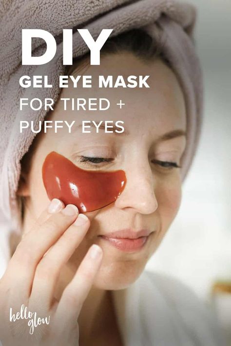 Diy Gel Face Mask, How To Make Under Eye Masks, How To Make Eye Mask, Under Eye Mask Diy, Diy Under Eye Mask, Eye Mask Diy, Tired Eyes Remedy, Face Bloat, Diy Eye Mask