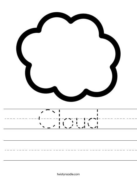 Cloud Worksheet - Twisty Noodle Cloud Worksheet, Toddler Teacher, Weather Theme, Twisty Noodle, Visual Schedules, Color Sheets, Purple Rooms, Preschool Songs, Handwriting Worksheets