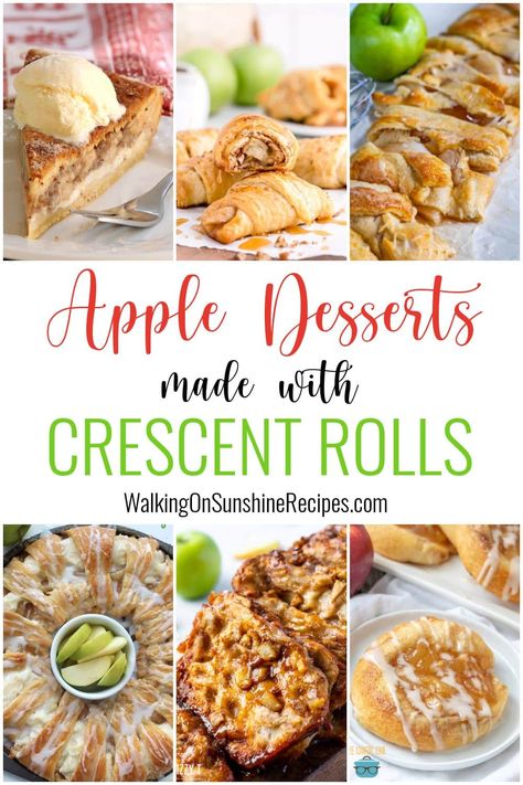 Crescent Rolls With Apple Slices, Apple Recipes Using Crescent Rolls, Apple Desserts Easy Quick Crescent Rolls, Apple Danish Crescent Rolls, Crescent Roll And Apples, Apple Cresent Rolls Dessert, Cresent Roll Apple Pies, Pilsbury Crescent Recipes Dessert Apple, Crescent Roll Apple Strudel