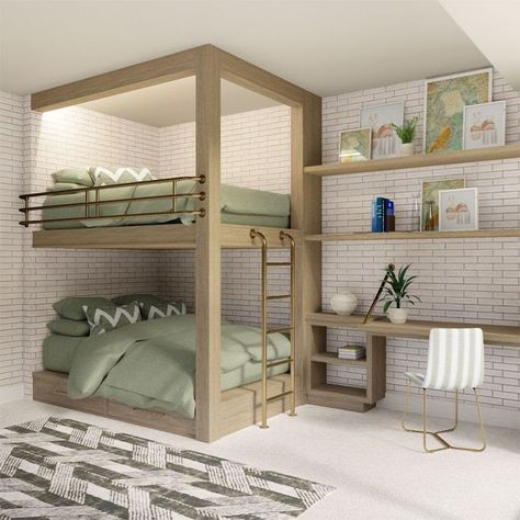 Bunker Beds For Kids, Bunkbeds Design Small Room, Bunk Bed Shelf, Bunker Bed, Bunk Bed Rooms, Diy Bunk Bed, Bunk Beds Built In, Bunk Beds With Storage, Bunk Bed Designs