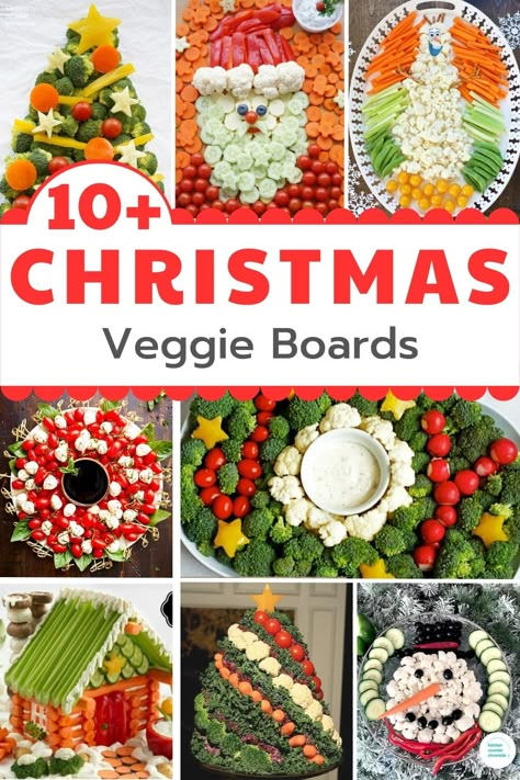 Veggie Tray For Christmas Party, Xmas Tree Veggie Platter, Christmas Fruit Side Dishes, Vegetable Board Christmas, Veggies Christmas Tree, Kids Christmas Veggie Tray, Christmas Veggies For Kids, Snowman Vegetable Tray, Christmas Appetizers Veggie Tray