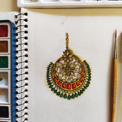 Insta : kajals_creativity Jewellery Designing Sketches, Jwellery Designing Drawing, Jewelry Illustration Art, Jewellery Design Drawing, Jewellery Sketching, Jewellery Painting, Earrings Drawing, Jewellery Portfolio, Blouse Painting