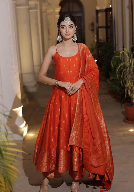 KHUSH RANG – Safaa World Angrakha Anarkali Suits, Outfit From Scratch Ideas With Saree, Banarasi Dress Designs Latest, Lehenga Kurti Designs, Latest Sharara Designs Party Wear, Orange Indian Dress, Angrakha Suit, Diwali Outfit, Indian Closet