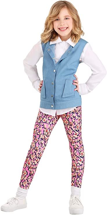 Amazon.com: Girl's Back to the Future Jennifer Parker Costume Medium : Clothing, Shoes & Jewelry Jennifer Parker Costume, Back To The Future Jennifer, Future Costume, Costume For Girls, Doc Brown, Floral Print Pants, 80s Outfit, Girl's Back, Blue Vests