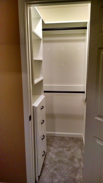 Walk In Bedroom Closet, Walk In Bedroom, Small Deep Closet, In Bedroom Closet, Bedroom Closet Organization, Small Closet Design, Small Closet Organization Bedroom, Walk In Closet Small, Deep Closet