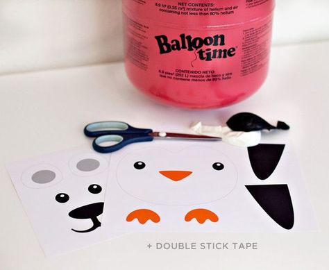 DIY Penguin & Polar Bear Party Balloons | Hostess with the Mostess® | Bloglovin’ Diy Penguin, Polar Bear Party, Penguin Birthday Party, First Birthday Winter, Bear Template, Black And White Balloons, Winter Party Themes, Penguin Birthday, Birthday Party Games For Kids