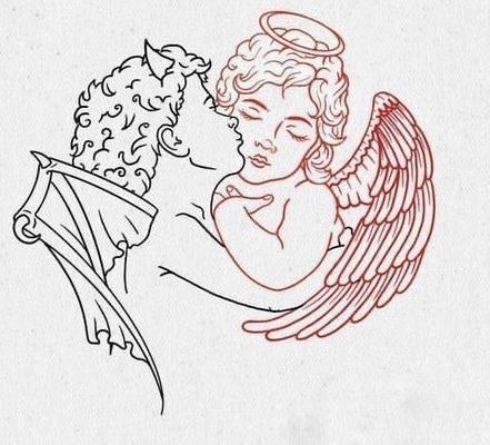 Dark Outline Tattoo, Y2k Inspired Tattoos, Big Tattoo Stencil, Woman Flash Tattoo, Tattoo Sketchbook, Cupid Tattoo, Tattoos Aesthetic, Half Sleeve Tattoos Drawings, Devil Tattoo