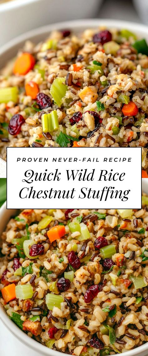 Image for Quick Wild Rice Chestnut Stuffing Wild Rice Meals, Wild Rice Recipes Side Dishes Easy, Dairy Free Christmas Sides, Wild Rice Recipes Side Dishes, Gluten Free Rice Recipes, Dairy Free Christmas Recipes, Wild Rice Recipe, Rice Recipes Side, Wild Rice Stuffing