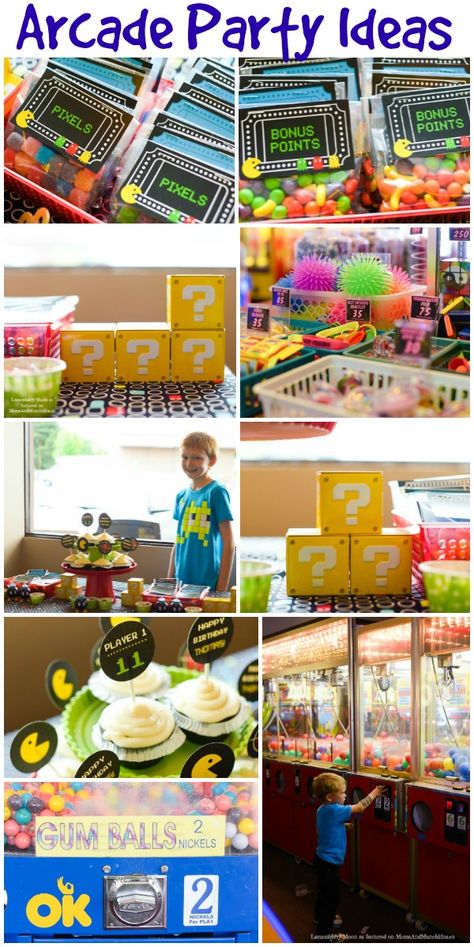 Arcade Birthday Party Ideas - Making Your Party Stand Out http://www.momsandmunchkins.ca/2014/05/13/arcade-birthday-party/ #Arcade #PartyIdeas Arcade Birthday Party Ideas, Arcade Party Ideas, Arcade Birthday Party, Arcade Birthday Parties, Arcade Birthday, Arcade Party, Ideas Birthday Party, Video Games Birthday Party, Video Game Party