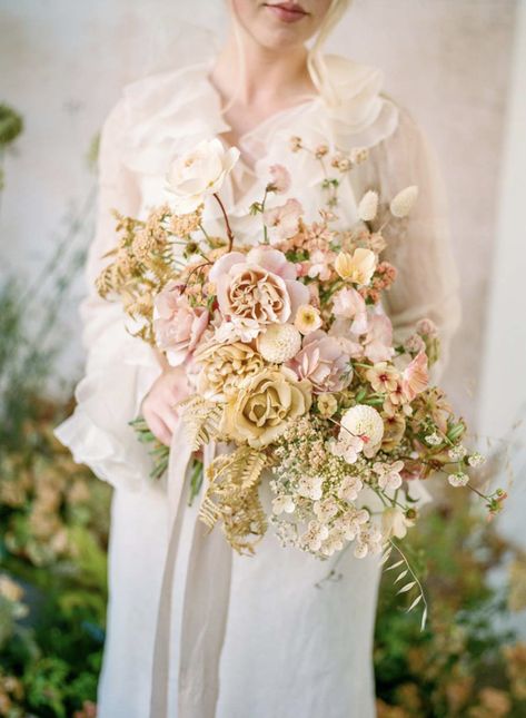 Garden Bridal Bouquet, Floral Wedding Inspiration, Summer Bouquet, Wildflower Bouquet, Floral Studio, Martha Stewart Weddings, Blush And Gold, Bride Bouquets, Flower Bouquet Wedding