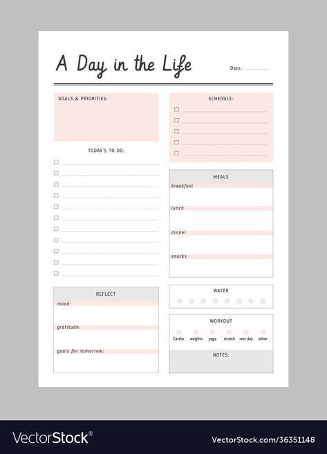 Daily Todo Template, Digital Planner Sheets, Daily Schedule Template Aesthetic, Daily Planner Printables Free Pdf, Paper Sheet Design, Aesthetic Daily Planner Template, Daily Routine Schedule Template, Daily Journal Layout, Daily Planner Layout