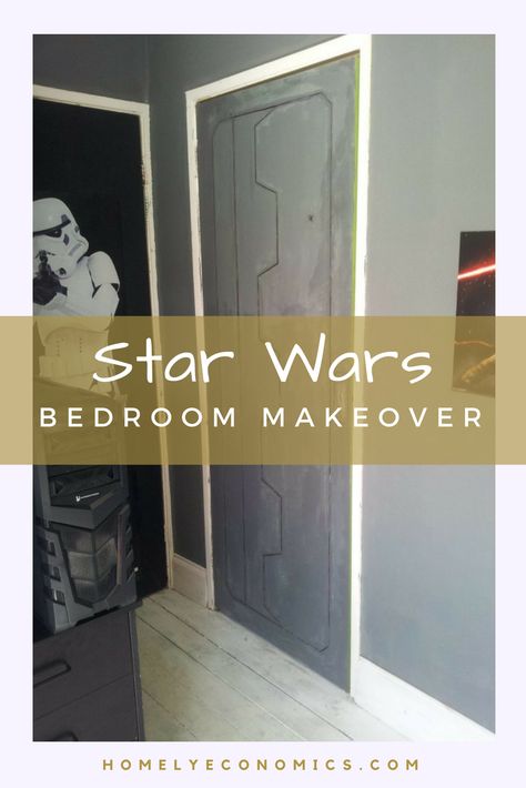 Boys Star Wars Bedroom Paint, Star Wars Bedroom Ideas For Adults, Boys Star Wars Bedroom, Star Wars Bedroom Boys, Star Wars Room Ideas, Star Wars Boys Bedroom, Star Wars Door, Pre Teen Boys Room, Teen Room Decor For Boys