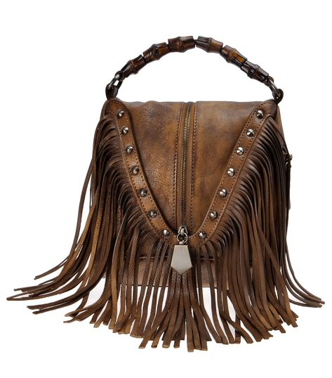 PRICES MAY VARY. Size:8.5 x 8.7 x 6.5 inches / 21.5 * 22 *16.5 cm Perfectly sized with boho look. This petite dip-dye leather bag features fringe edge, and an adjustable shoulder strap for shoulder or crossbody wear Hand wiping color with different texture,natural and special for you! *when you receive this fringe bag, please ask a man to tighten the zip clasp up* Pouch style with zip closure in the middle. the stereo bag shape and the special handmade bamboo strap,Suits both daily and vacation Unique Leather Bag, Leather Fringe Purse, Leather Fringe Bag, Fringe Purse, Trendy Hat, Fringe Bags, Stylish Handbags, Boho Bags, Hand Strap