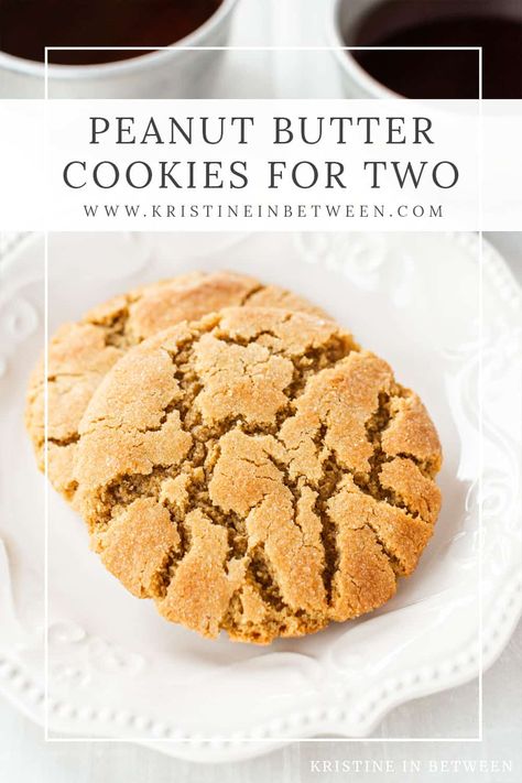 These peanut butter cookies for two are soft, chewy, and bursting with rich peanut butter flavor. Perfect for satisfying a sweet craving without the hassle of a full batch, they're quick to make and ideal for a cozy dessert or a small treat to share. One Bowl Peanut Butter Cookies, Small Batch Peanut Butter Blossoms, Recipe For 1 Cookie, Single Peanut Butter Cookie, Cookies For One Person, Small Batch Cookies Recipes, Dessert Without Butter, Peanut Butter Cookie For One, Single Serve Peanut Butter Cookie