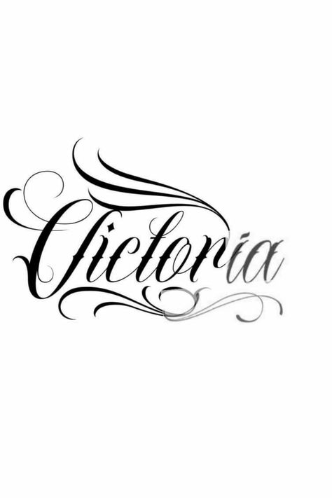 Victoria In Cursive, Victoria Name Design, Victoria Name Tattoo, Tattoo Nombres, Victoria Tattoo, Victoria Name, Chicano Lettering, Lettering Tattoo, Forearm Tattoo Women