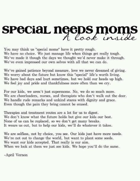 My cousin posted this on Facebook. I’m not sure of it’s origins but I just had to share Citation Parents, I Am Poem, Special Needs Quotes, Special Needs Mom, Special Kids, Spectrum Disorder, Special Needs Kids, Parenting Quotes, Special Needs