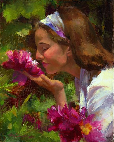 Garden Beauty by Michelle A. Murray, 10 x 8 x 1 Frank Dicksee, Franz Kline, Oil Painting Inspiration, Bo Bartlett, Audrey Kawasaki, Andrew Wyeth, Edward Hopper, Southwest Art, Caravaggio