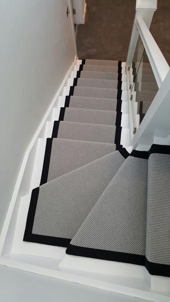 Stair Carpet To Wood #staircarpetdesign #staircasedesign Grey Carpet Runner, Gray Stair Runner, Carpet Diy, Carpet Staircase, Gray Stairs, Stair Ideas, Black Stairs, Staircase Runner, Stair Makeover